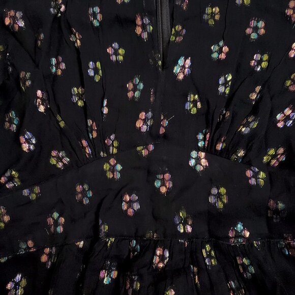 Oliphant Kala Maxi Dress XS Black Metallic Floral Balloon Sleeve Tuckernuck - Picture 9 of 11